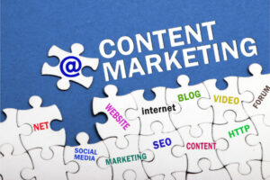 Image about Content Marketing with each component represented in an interlocking puzzle